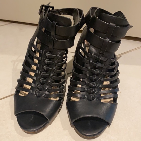 Vince Camuto Cage Heels - Leather Upper (Black) - Picture 6 of 9